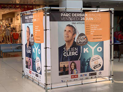 VDFA bâche structure en forme de cube publicitaire conception wallonie