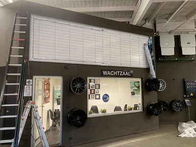 VDFA création et placement de cadre textile avec LED à Chimay