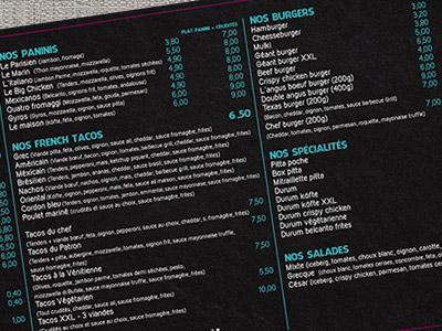 VDFA création et impression de menu pour restaurant en hainaut