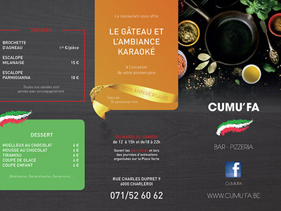 VDFA création et impression de menu pour restaurant en hainaut