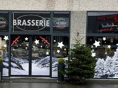 VDFA lettrage publicitaire de vitrine magasin commerce pose hainaut charleroi et mons