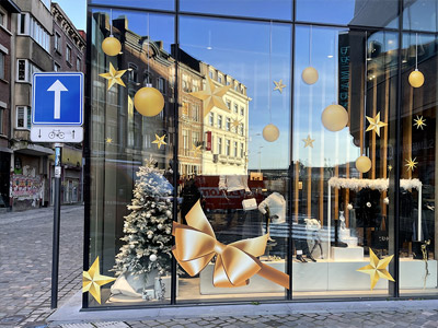 VDFA lettrage publicitaire de vitrine magasin commerce pose hainaut charleroi et mons