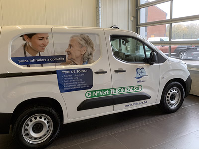 VDFA stickers publicitaire autoccolant lettrage véhicule conception wallonie