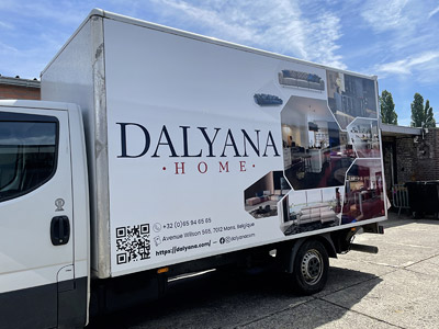 VDFA stickers publicitaire autocollant lettrage camion conception wallonie