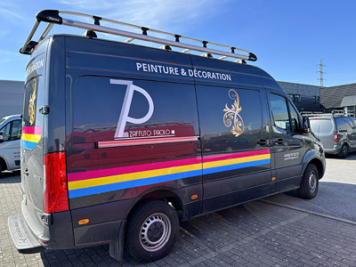 VDFA stickers publicitaires autocollants lettrages pour véhicules utilitaires conception et pose à Mons